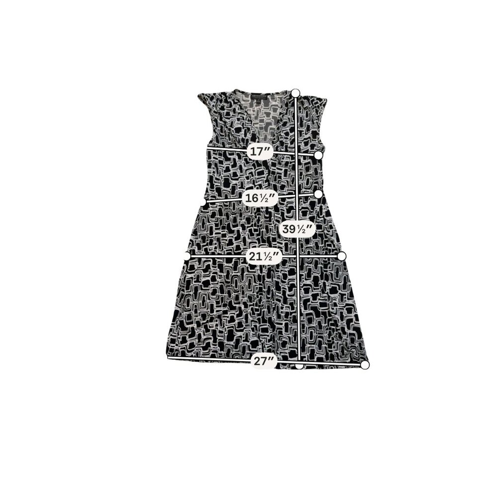 CONNECTED APPAREL BRAND Black & White Geometric Print Sleeveless Dress With Flar